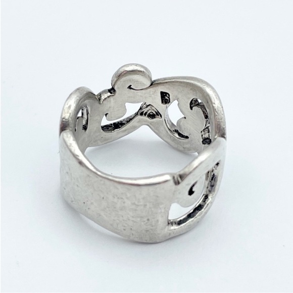 Silpada Sterling Silver Scroll Ring - R1200 Ornate Swirl Wide Statement Band - Picture 3 of 8